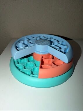 Slow Feeder Puzzle Toy for Pets- Teal, Coral & Light Blue